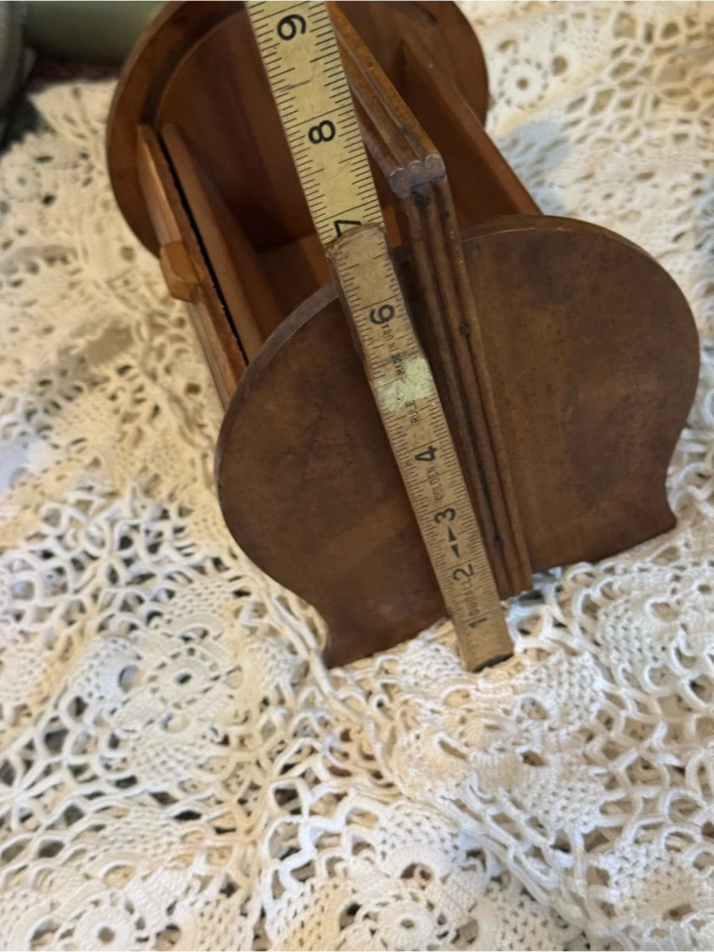 Vintage Wooden Slatted Storage Caddy - Brown
